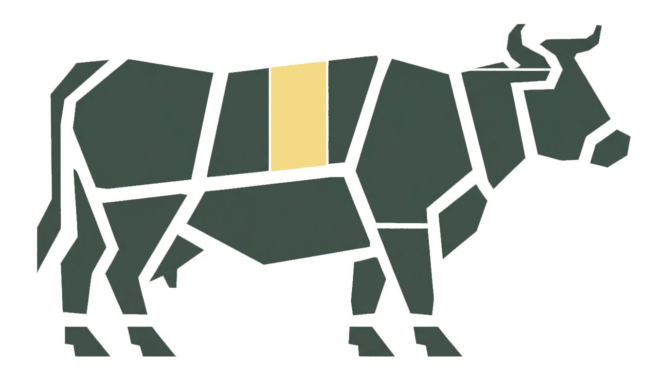 Short Loin primal highlighted on a Black Angus beef carcass chart